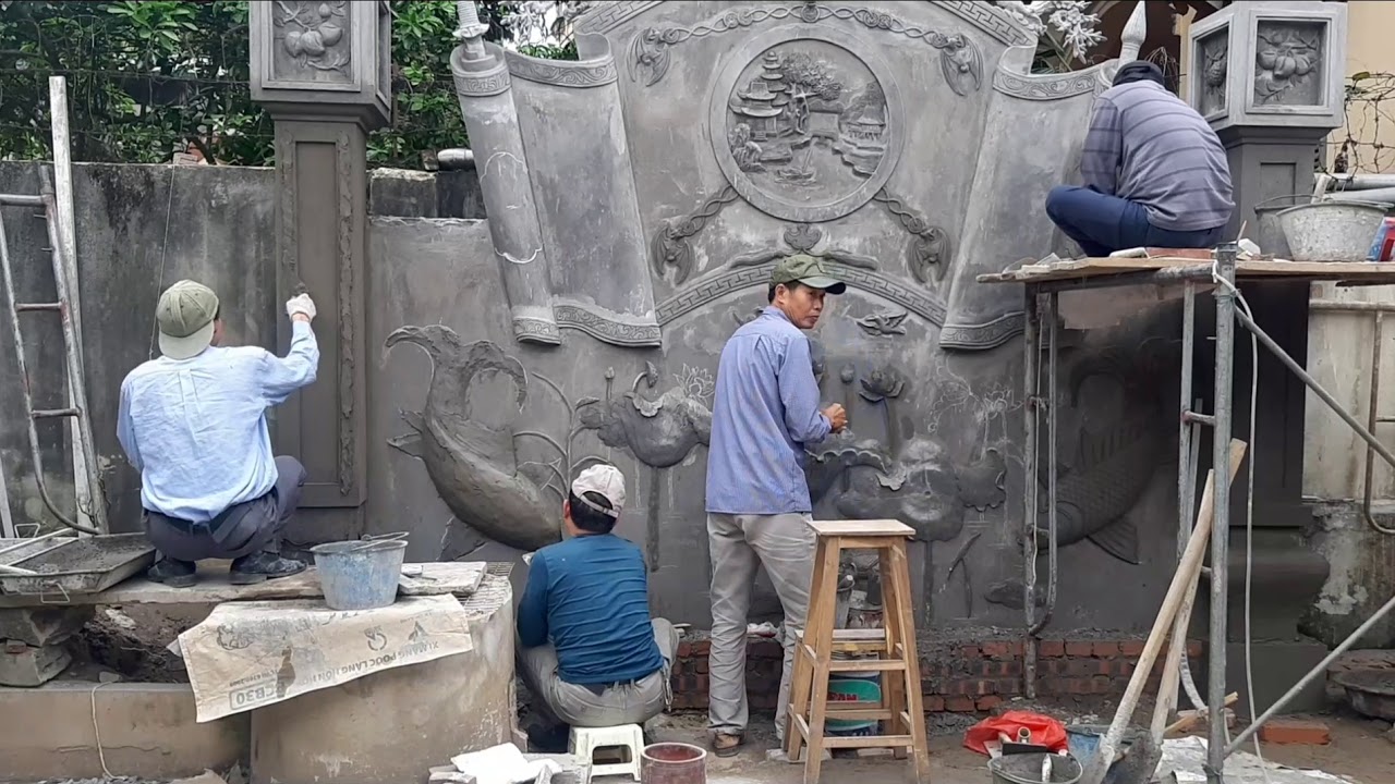 Đắp phù điêu chiếu thư nhà thờ