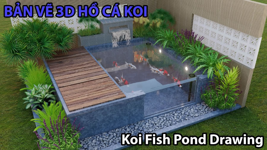 Thi công hồ cá koi bằng kính nổi đẹp