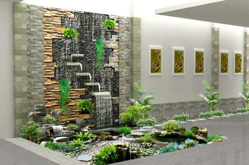 Giá thi công thác nước, tường trang trí